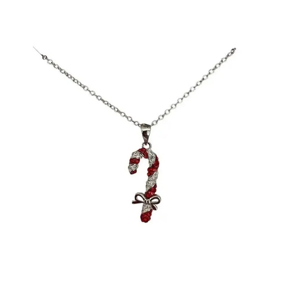 Christmas Paige Harper Fine Silver Plated Candy Cane Christmas Holiday Necklace - Picture 4 of 4
